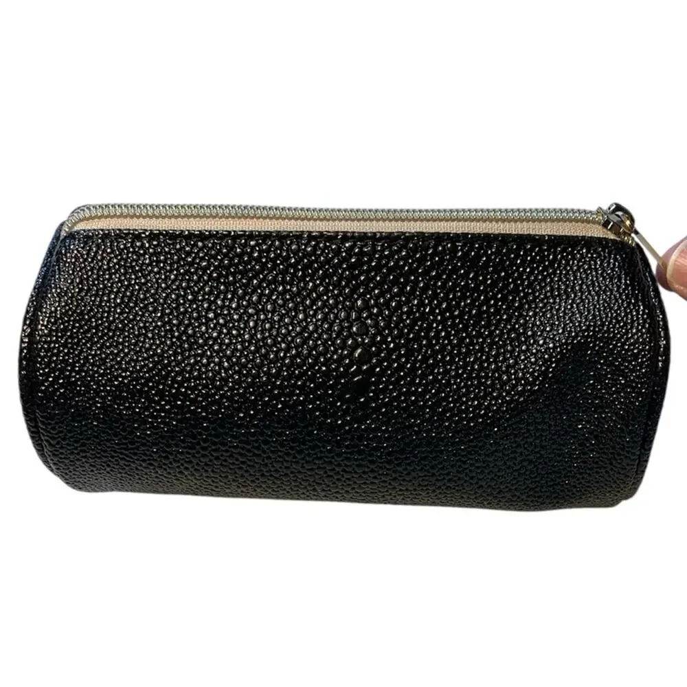 Kendra Scott Travel Case / Cosmetic Bag in Sting Ray Black Pebbled Leather